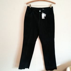 CHICO'S BLACK SUEDE PANTS SZ 15 BLACK NWT RET $200